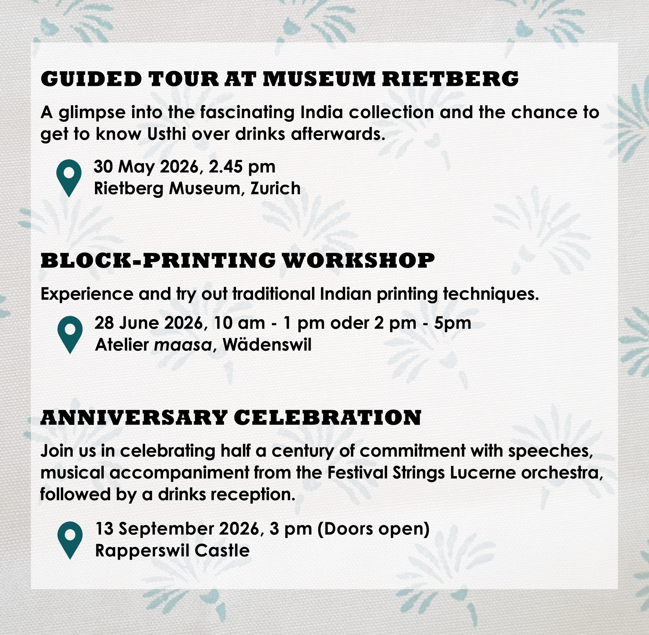 Information about events in the anniversary year